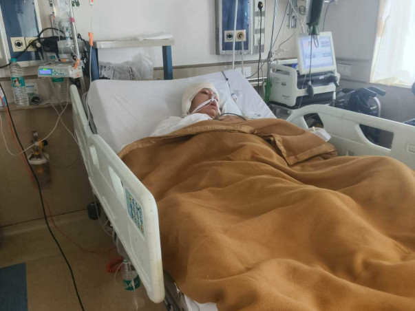 Cláudia durante o tratamento no hospital
